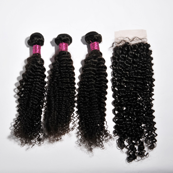  Virgin brazilian  kinky curl lace closure, instock Free part,middle part and three part YL097